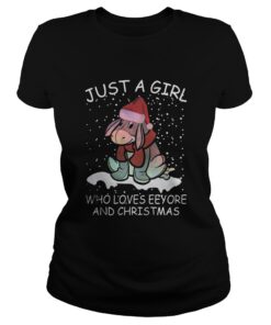 Ladies tee Just a Girl Who Loves Eeyore and Christmas shirt