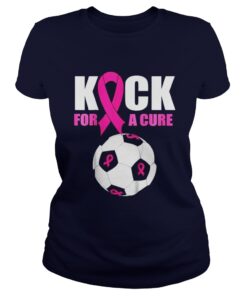 Ladies Tee Kids Pink Ribbon Soccer Ball T Shirt