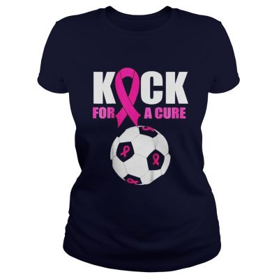 Ladies Tee Kids Pink Ribbon Soccer Ball T Shirt