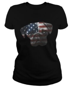 American Flag Pug Dog Laides Tee