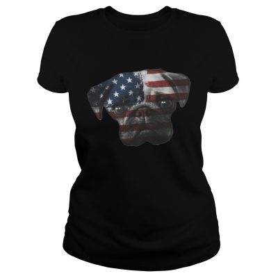 American Flag Pug Dog Laides Tee