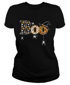 Boo Halloween TShirt With Spiders And Witch Hat Ladies Tee