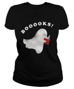 Booooks Ghost Reading Books Halloween Ladies Tee