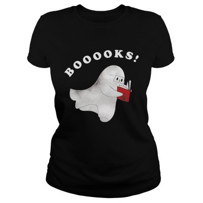 Booooks Ghost Reading Books Halloween Ladies Tee