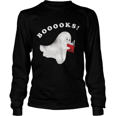 Booooks Ghost Reading Books Halloween Longsleeve Tee