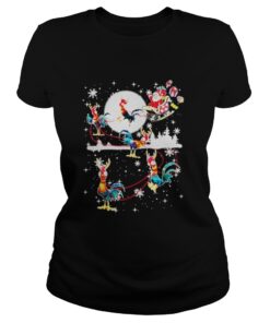 Christmas chicken Hei Hei and Santa Claus Ladies Tee