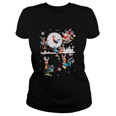 Christmas chicken Hei Hei and Santa Claus Ladies Tee