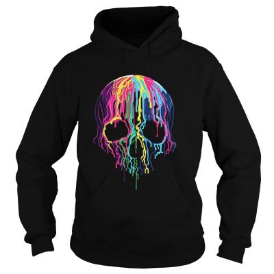 Colorful Melting Skull Art Graphic Halloween Hoodie