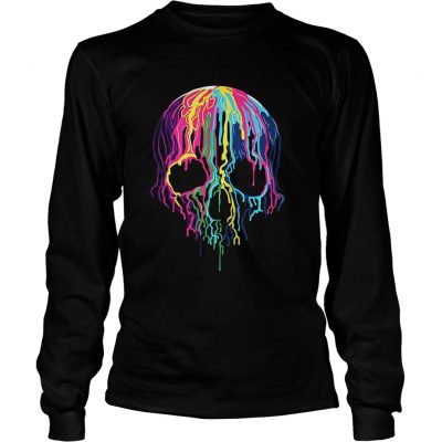 Colorful Melting Skull Art Graphic Halloween Longsleeve Tee