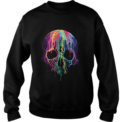 Colorful Melting Skull Art Graphic Halloween Sweatshirt