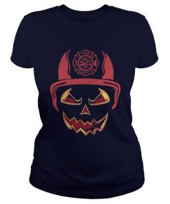 Firefighter Awesome Halloween Face Ladies Tee