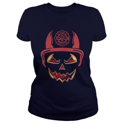 Firefighter Awesome Halloween Face Ladies Tee