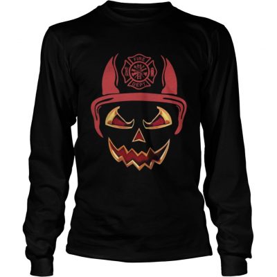 Firefighter Awesome Halloween Face Longsleeve Tee