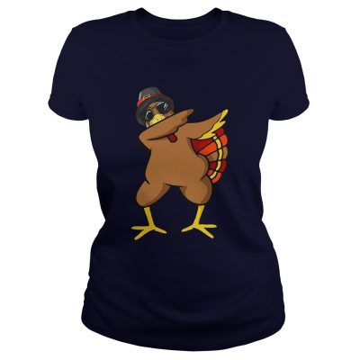 Funny Dabbing Turkey Thanksgiving T Shirt Outfit Clothes Ladies Tee