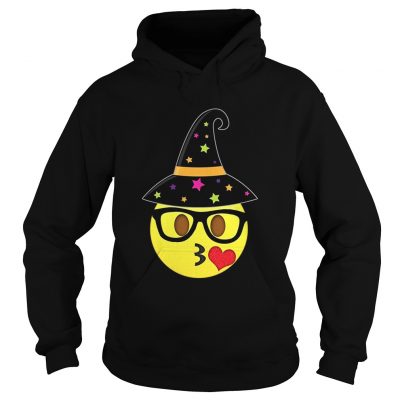 Funny Halloween Emoji Witch Nerd Kissy Face Hoodie