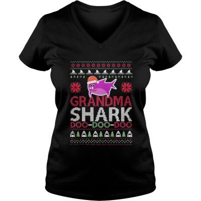 Grandma shark Doo Doo Doo Christmas Ladies VNeck