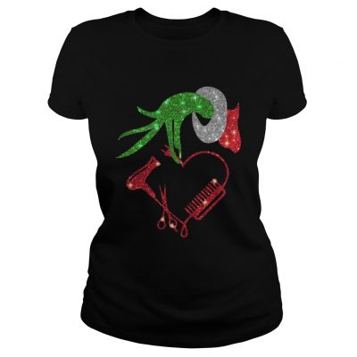 Grinch hand holding love hair stylist Ladies Tee