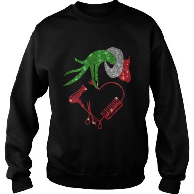 Grinch hand holding love hair stylist Sweatshirt