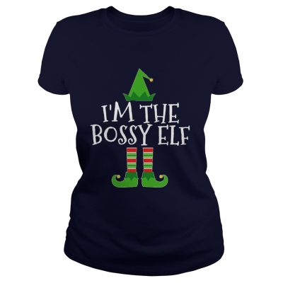 Im The Bossy Elf Matching Family Group Christmas Ladies Tee