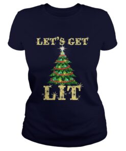 Lets Get Lit Funny Christmas Drinking Ladies Tee