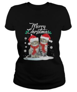 Merry Christmas Santa Claus Cats Ladies Tee