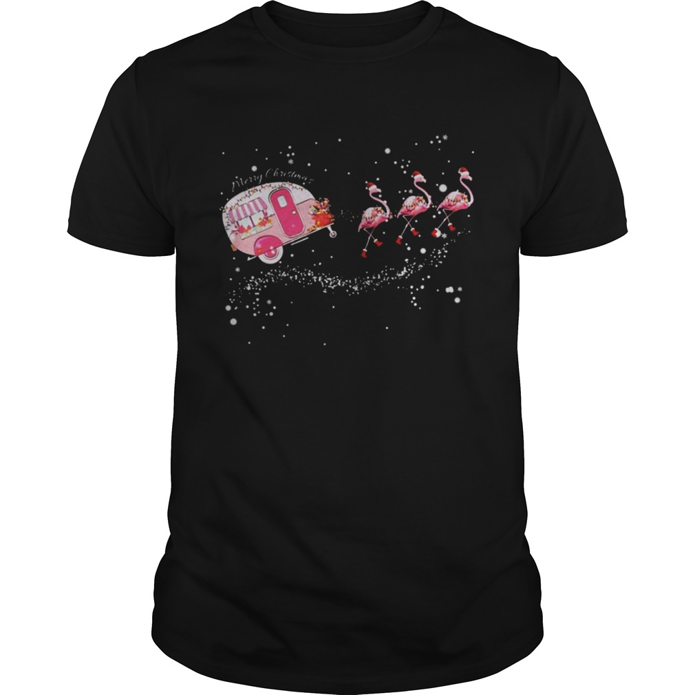 Merry Christmas camping Flamingo shirt