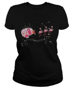 Merry Christmas camping Flamingo Ladies Tee