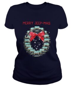 Merry JeepMasChristmas Jeep Reindeer Ladies Tee