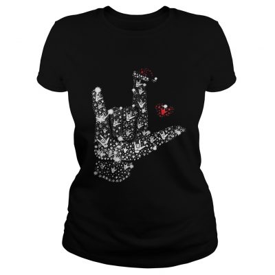 Metal Rhinestone Christmas Ladies Tee