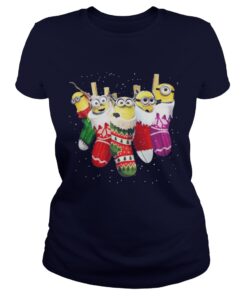 Minions In Colorful Christmas Socks Ladies Tee