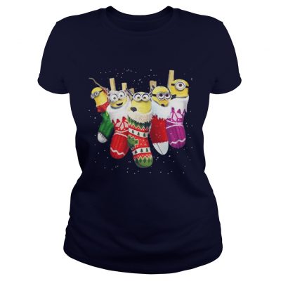 Minions In Colorful Christmas Socks Ladies Tee