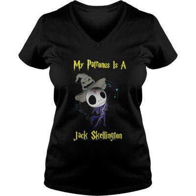 My patronus is a Jack Skellington ladies v-neck