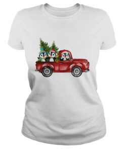 Penguin Cartoon drive red car very christmas Ladies Tee