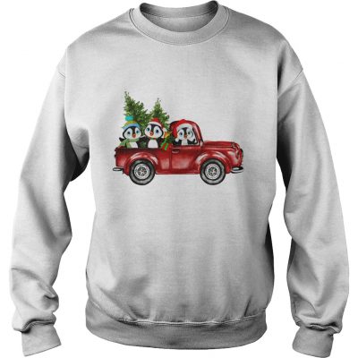 Penguin Cartoon drive red car very christmas Sweatshirt