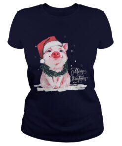 Pig Merry Christmas Ladies Tee