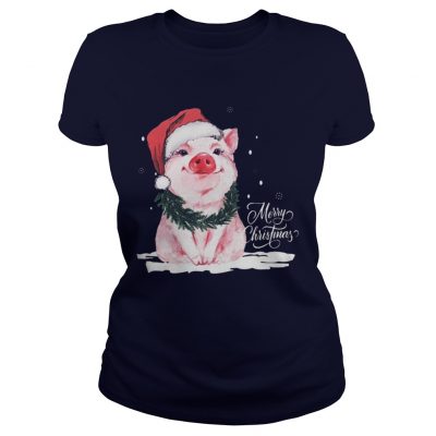 Pig Merry Christmas Ladies Tee