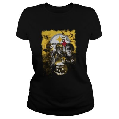 Pittsburgh Steelers Halloween Horror movie classic ladies tee shirt