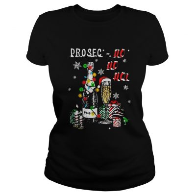 Prosec Ho Ho Ho Prosecco Wine Christmas Ladies Tee