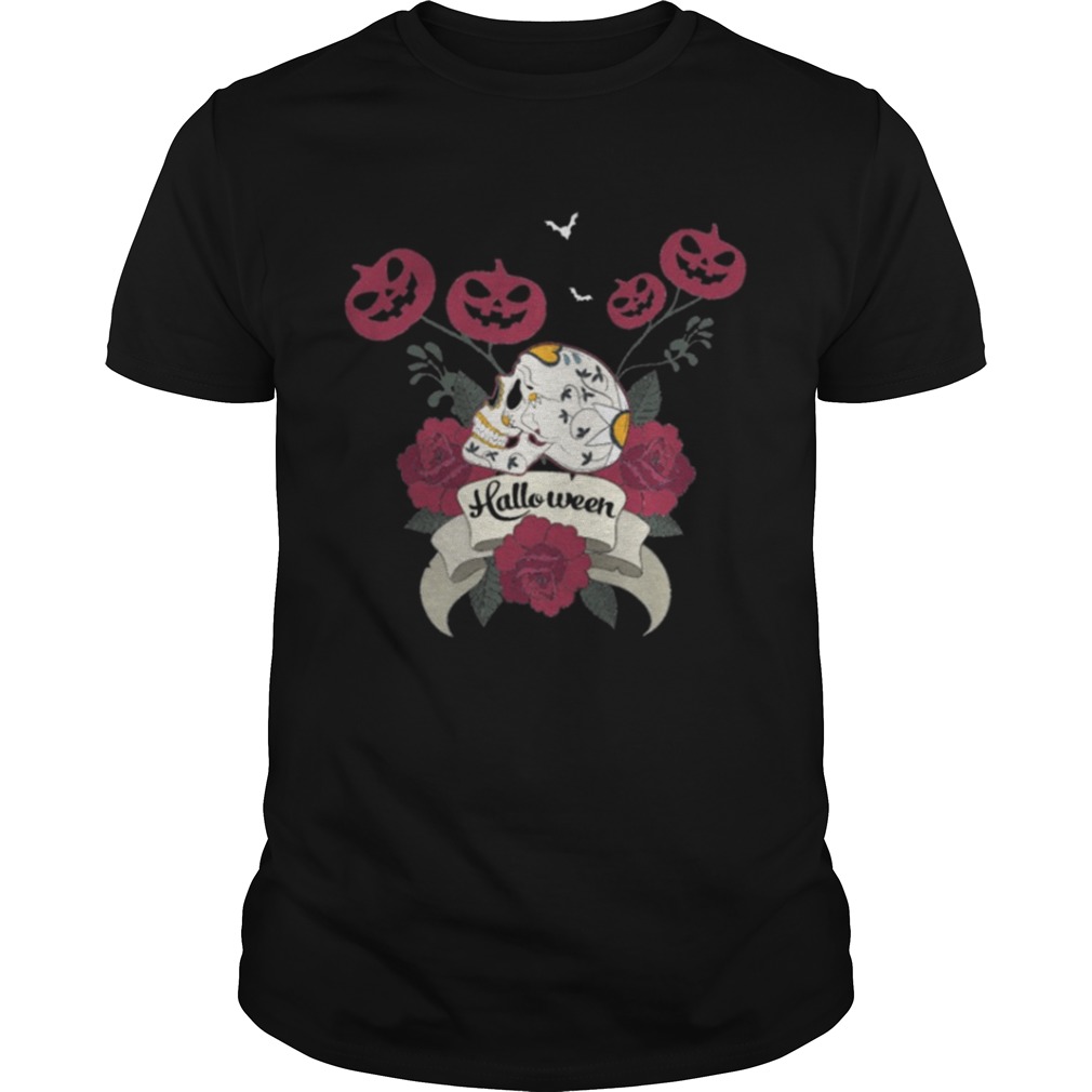 Pumpkin Skull Flower Art Halloween shirt