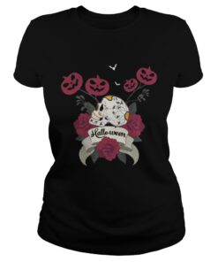 Pumpkin Skull Flower Art Halloween Ladies Tee