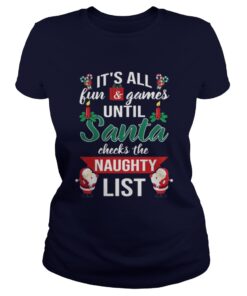 Santa Checks The Naughty List Ladies Tee