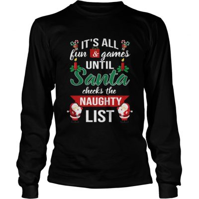 Santa Checks The Naughty List Longsleeve Tee