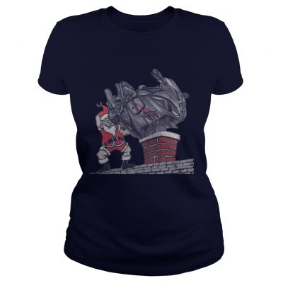 Santa Put The Sportbike On The Chimney Ladies Tee