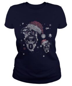 Schnauzer Hat Diamond Christmas Ladies Tee