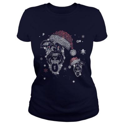 Schnauzer Hat Diamond Christmas Ladies Tee