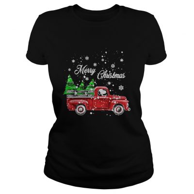 Snoopy driving christmas tree truck Merry Christmas Ladies Tee