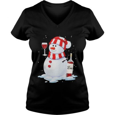 Snowman I love wine Ladies VNeck