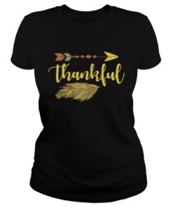 Thankful Arrow Feather Thanksgiving Ladies Tee