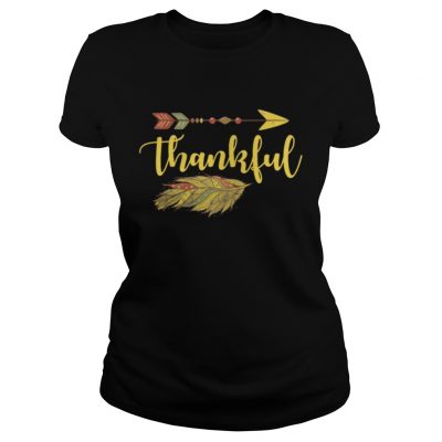 Thankful Arrow Feather Thanksgiving Ladies Tee