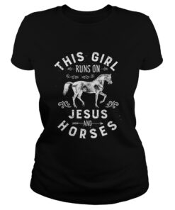 This Girl Runs On Jesus And Horses Ladies Tee